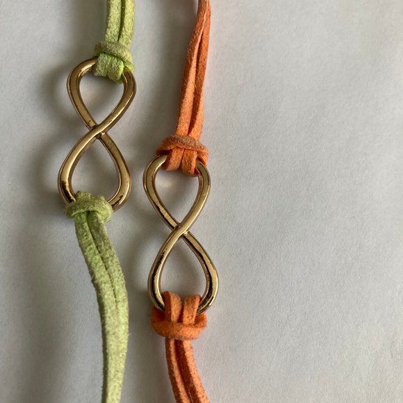 NWT Gold Infinity Charm Bracelet – Double-Stranded, Choose Orange or Lime Green - Picture 4 of 5